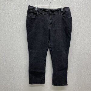 Riders By Lee Women Jeans Size 22W Petite Black Straight Relaxed High Rise Denim